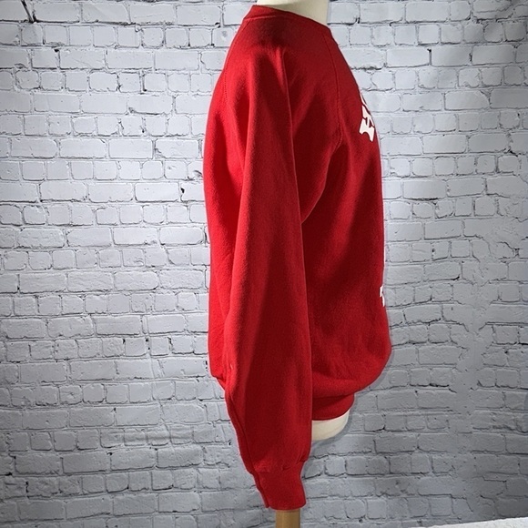 Red Hug Me In Texas 80s Christmas Teddy Bear Vintage Sweatshirt 1987 size XL - Picture 10 of 16